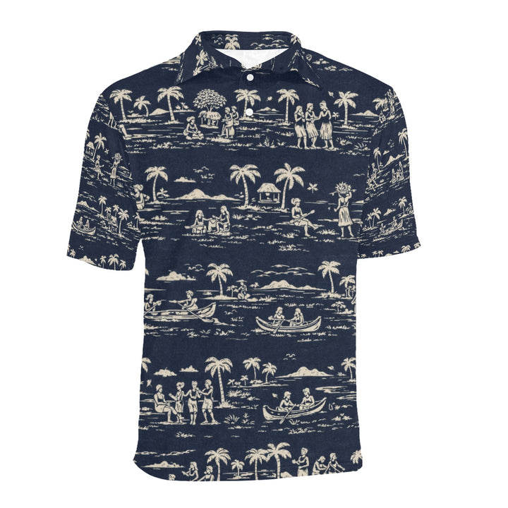 Men's All Over Print Polo Shirt (T55)