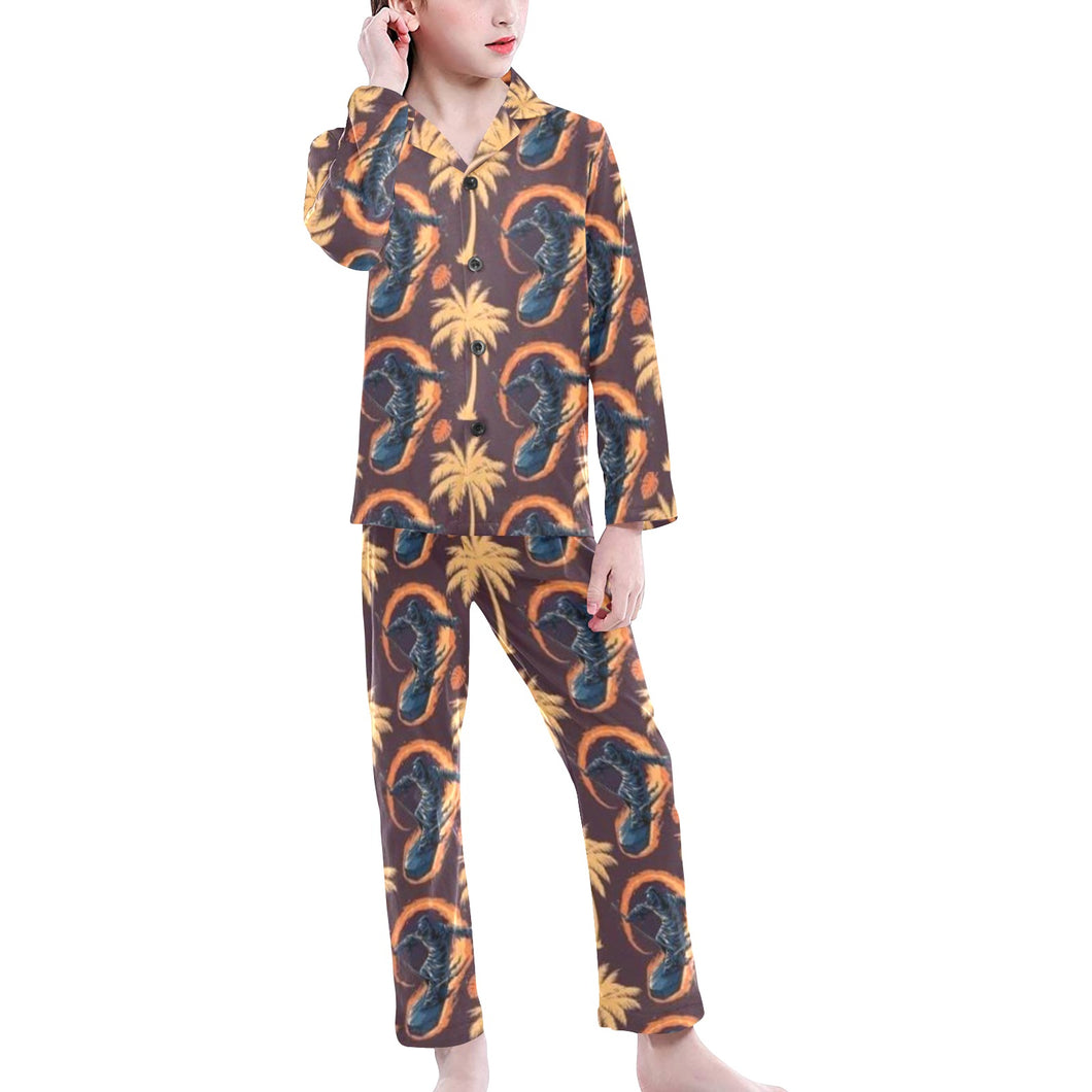 Big Girls' V-Neck Long Pajama Set