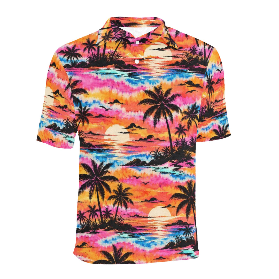 Men's All Over Print Polo Shirt (T55)