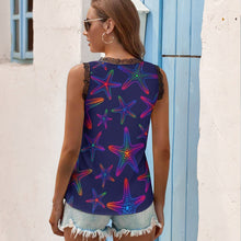 Load image into Gallery viewer, Black Chrysanthemum Women&#39;s V-Neck Sleeveless Top
