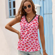 Load image into Gallery viewer, Black Chrysanthemum Women&#39;s V-Neck Sleeveless Top
