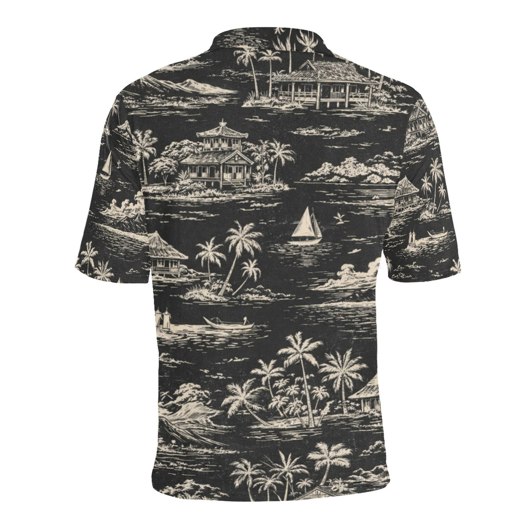 Men's All Over Print Polo Shirt (T55)