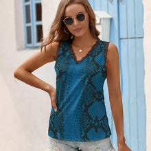 Load image into Gallery viewer, Black Chrysanthemum Women&#39;s V-Neck Sleeveless Top
