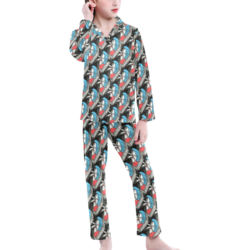 Big Girls' V-Neck Long Pajama Set