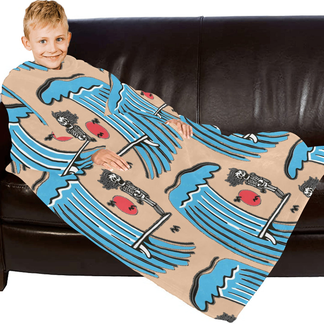 Blanket Robe with Sleeves for Kids