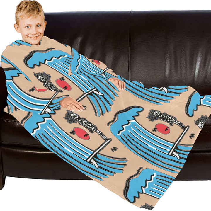Blanket Robe with Sleeves for Kids