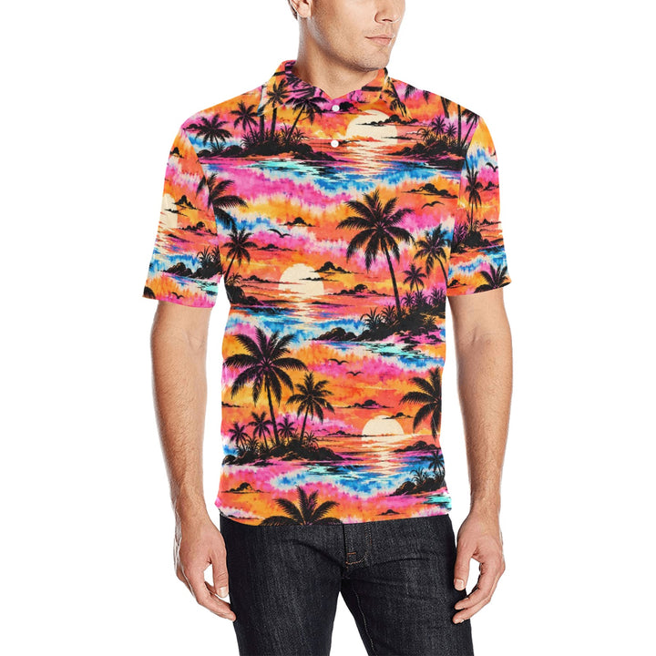Men's All Over Print Polo Shirt (T55)