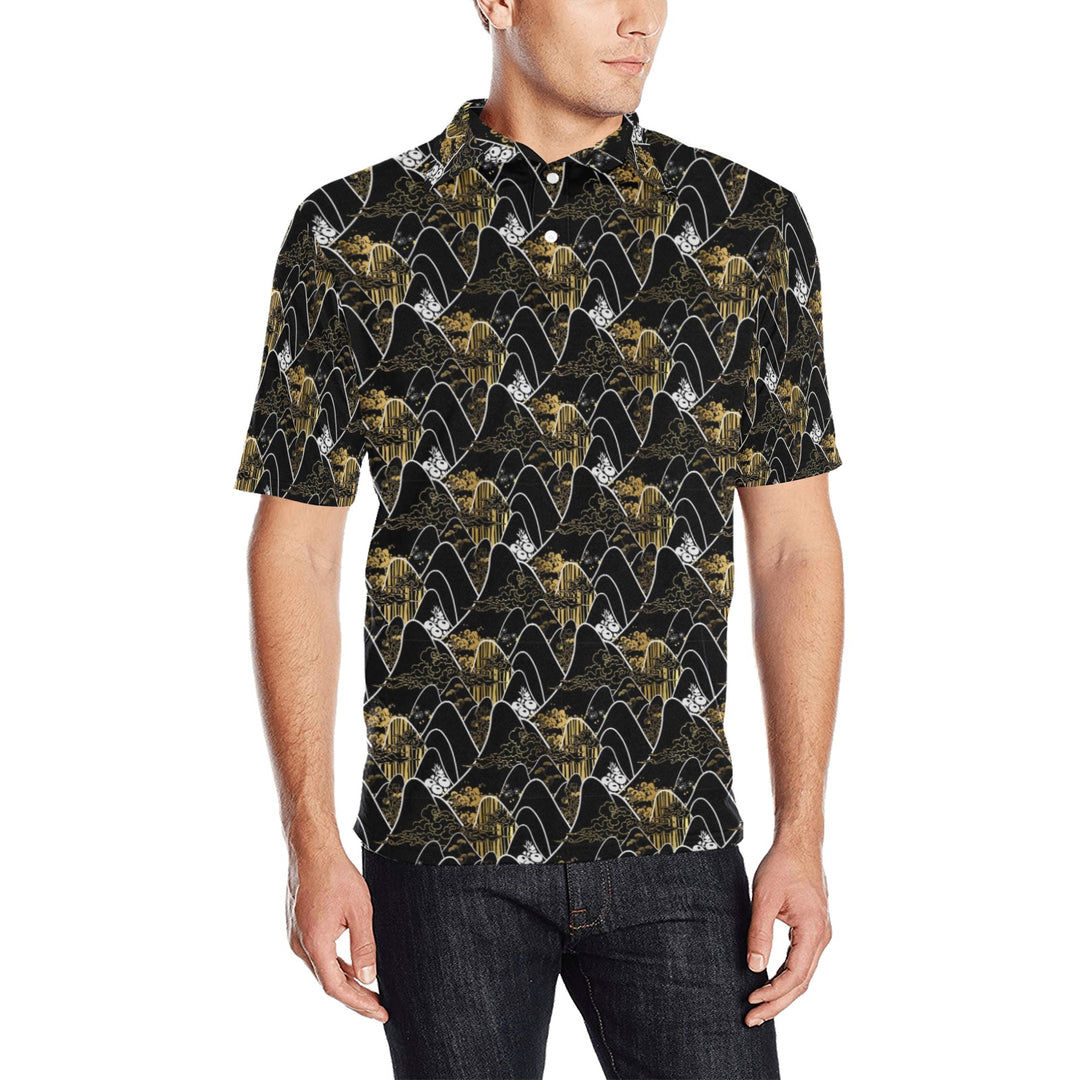 Men's All Over Print Polo Shirt (T55)