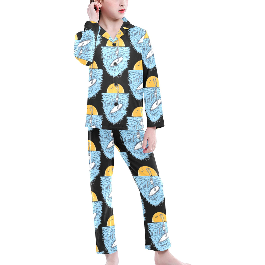 Big Girls' V-Neck Long Pajama Set