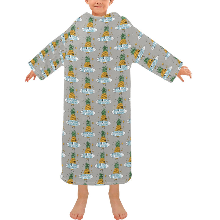 Blanket Robe with Sleeves for Kids