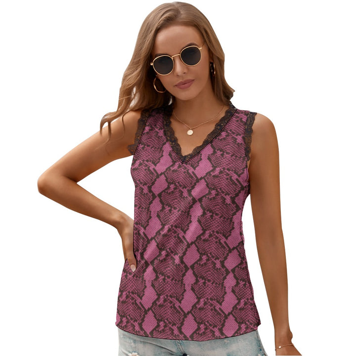 Black Chrysanthemum Women's V-Neck Sleeveless Top