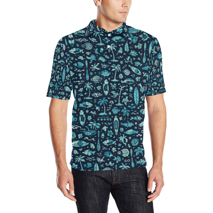 Men's All Over Print Polo Shirt (T55)