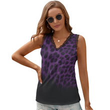 Load image into Gallery viewer, Black Chrysanthemum Women&#39;s V-Neck Sleeveless Top
