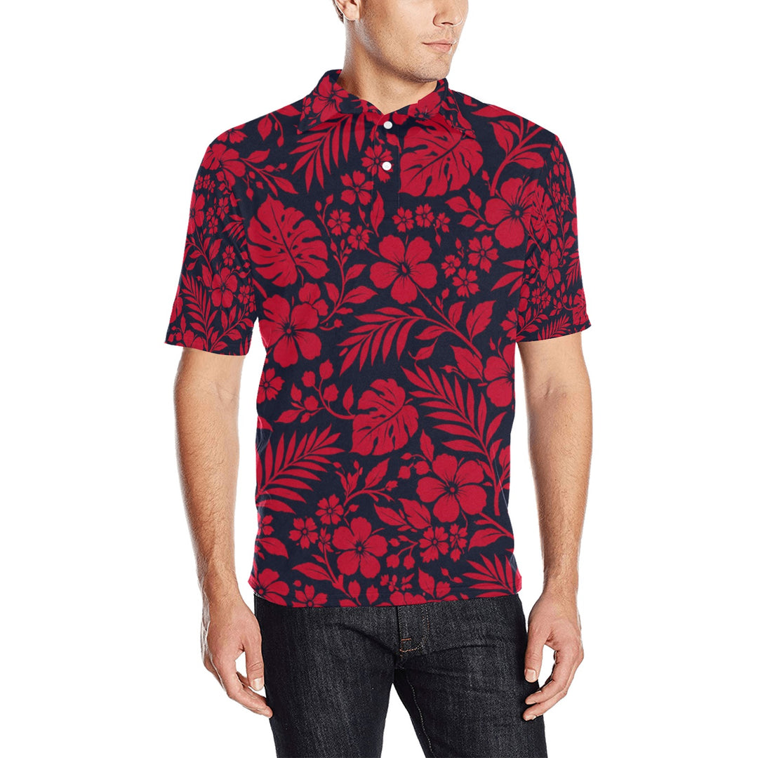 Men's All Over Print Polo Shirt (T55)