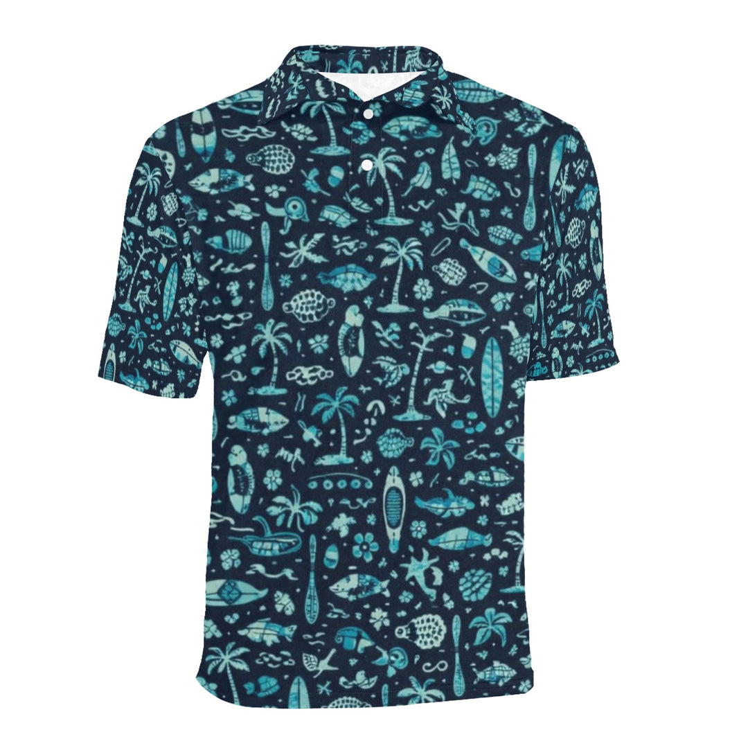 Men's All Over Print Polo Shirt (T55)
