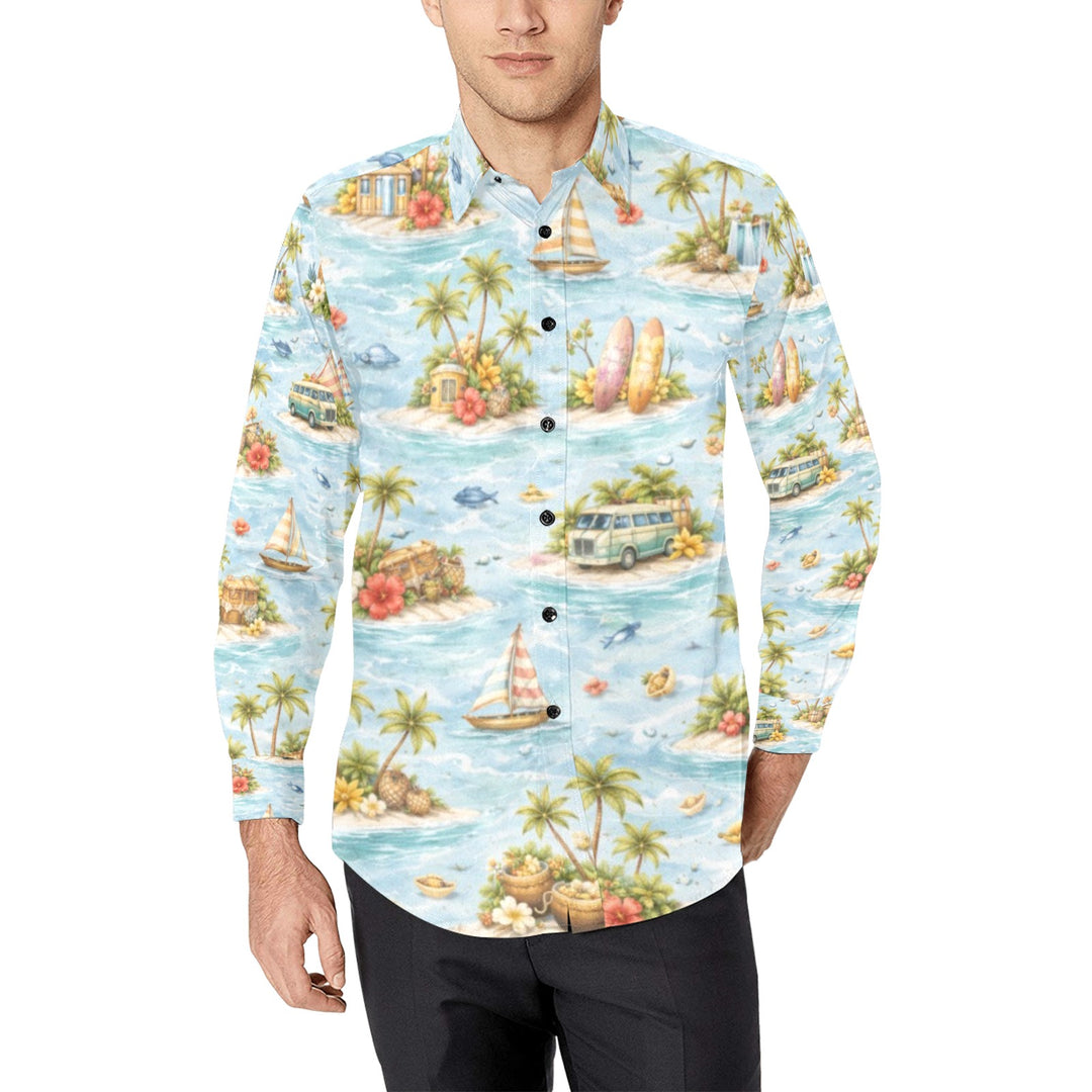 Men's All Over Print Long Sleeve Shirt(Without Pocket)(T61)