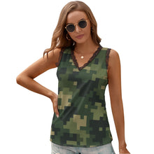 Load image into Gallery viewer, Black Chrysanthemum Women&#39;s V-Neck Sleeveless Top
