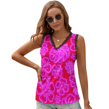Load image into Gallery viewer, Black Chrysanthemum Women&#39;s V-Neck Sleeveless Top
