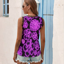 Load image into Gallery viewer, Black Chrysanthemum Women&#39;s V-Neck Sleeveless Top
