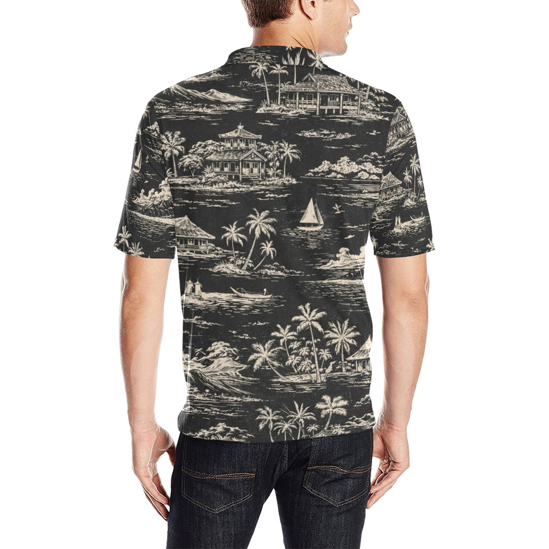 Men's All Over Print Polo Shirt (T55)