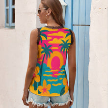 Load image into Gallery viewer, Black Chrysanthemum Women&#39;s V-Neck Sleeveless Top

