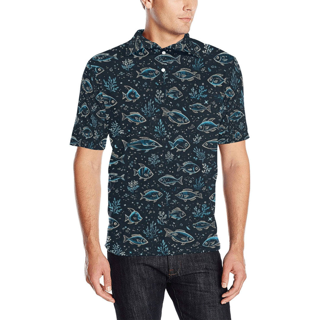 Men's All Over Print Polo Shirt (T55)