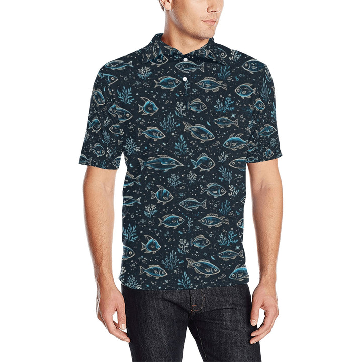 Men's All Over Print Polo Shirt (T55)